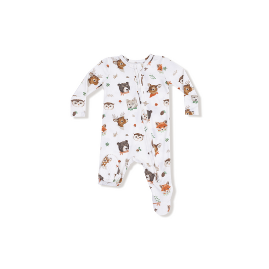 AD Zip Footie - Woodland Faces