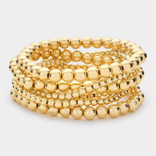 Metal Ball Stretch Bracelets - Gold