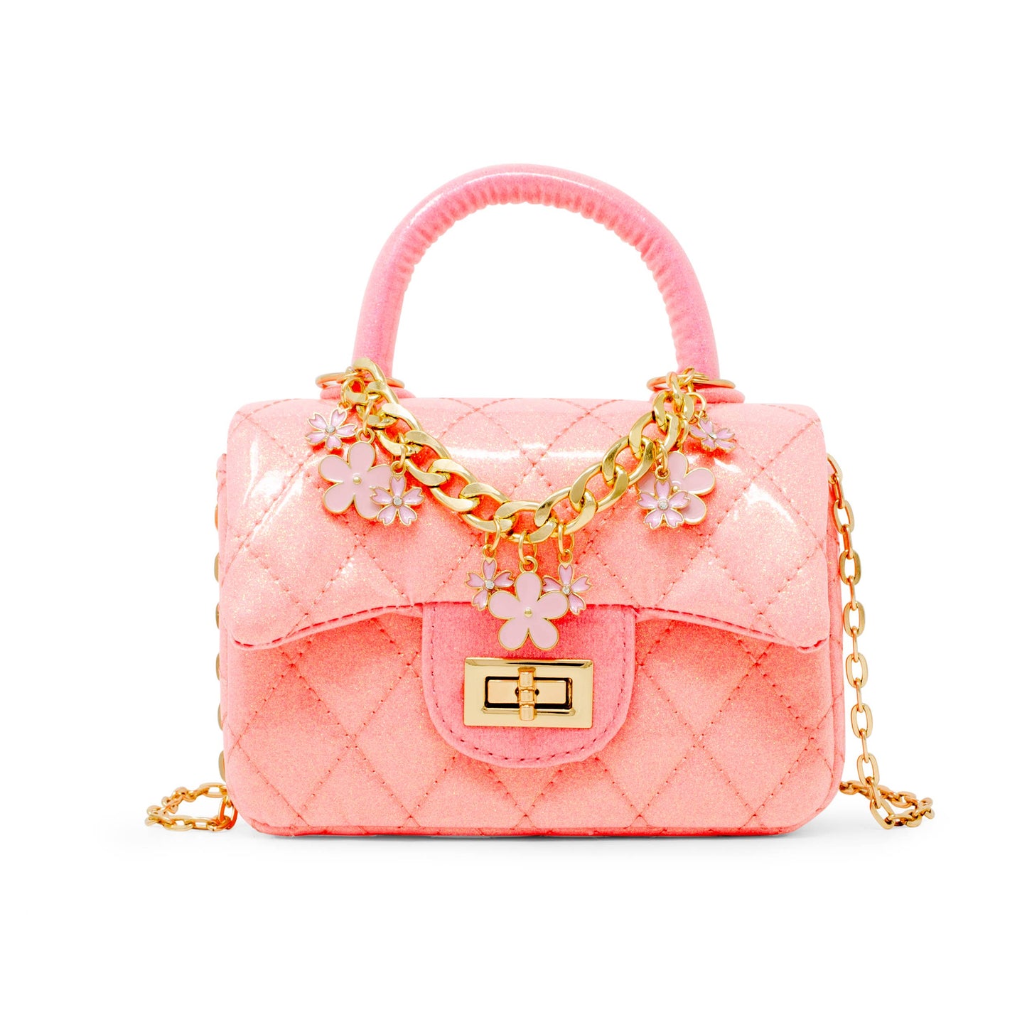Sparkle Top Handle Handbag- Bubblegum