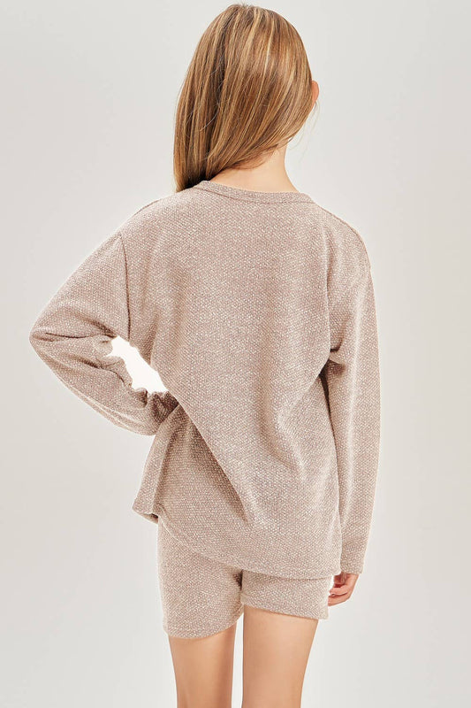 Textured Knit Set: Taupe