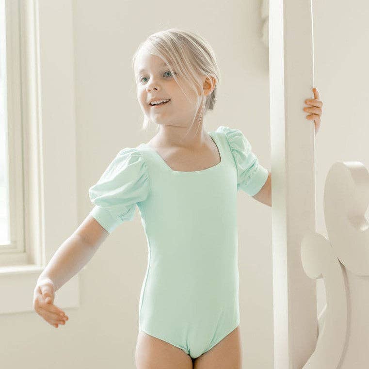 Puff Sleeve Leotard - Seafoam