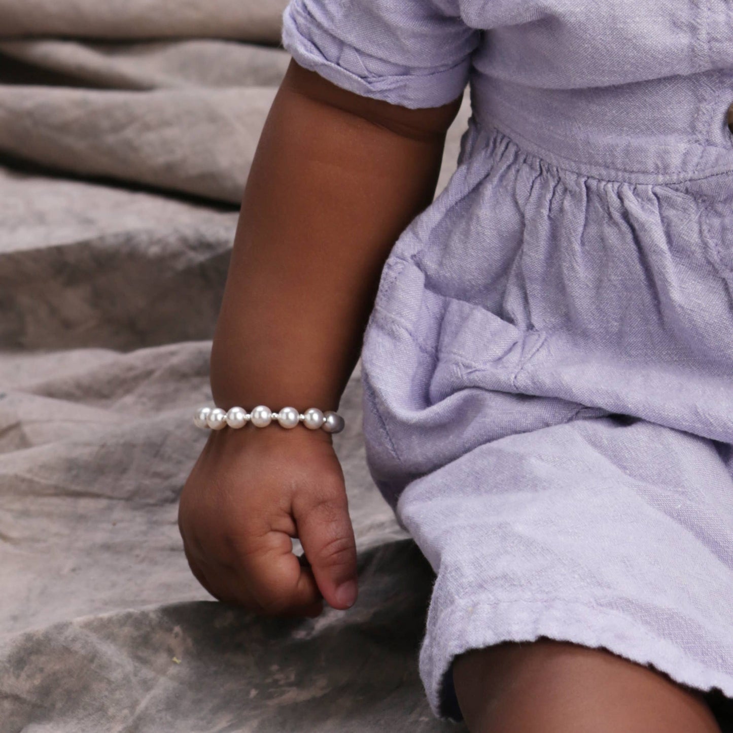 Girls Silver Chunky Pearl Bracelet