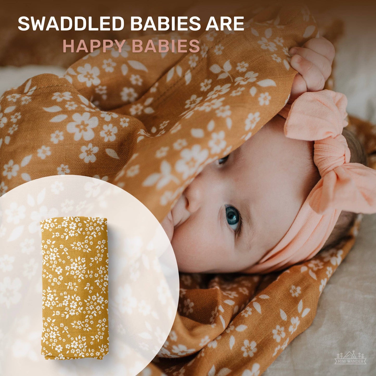 Muslin Swaddle – Whimsy Floral Mustard