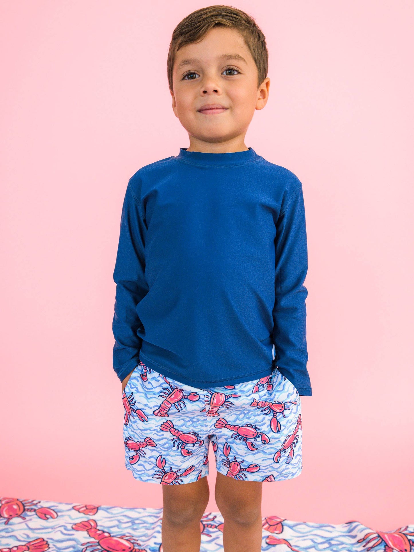 Blue Lobster Swim Trunks