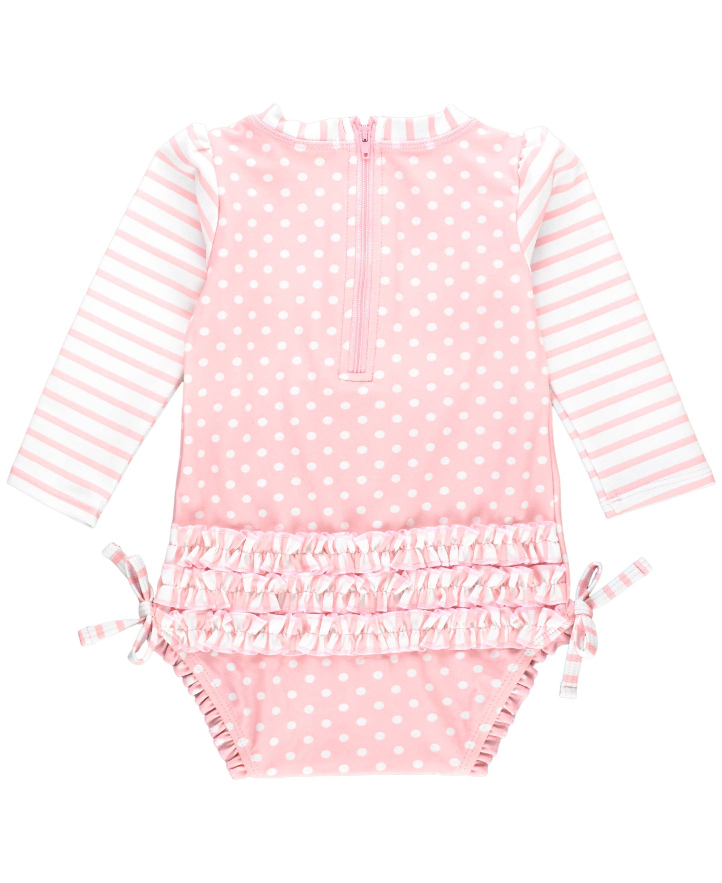Pink Polka Dot LS One Piece Rash Guard Swim