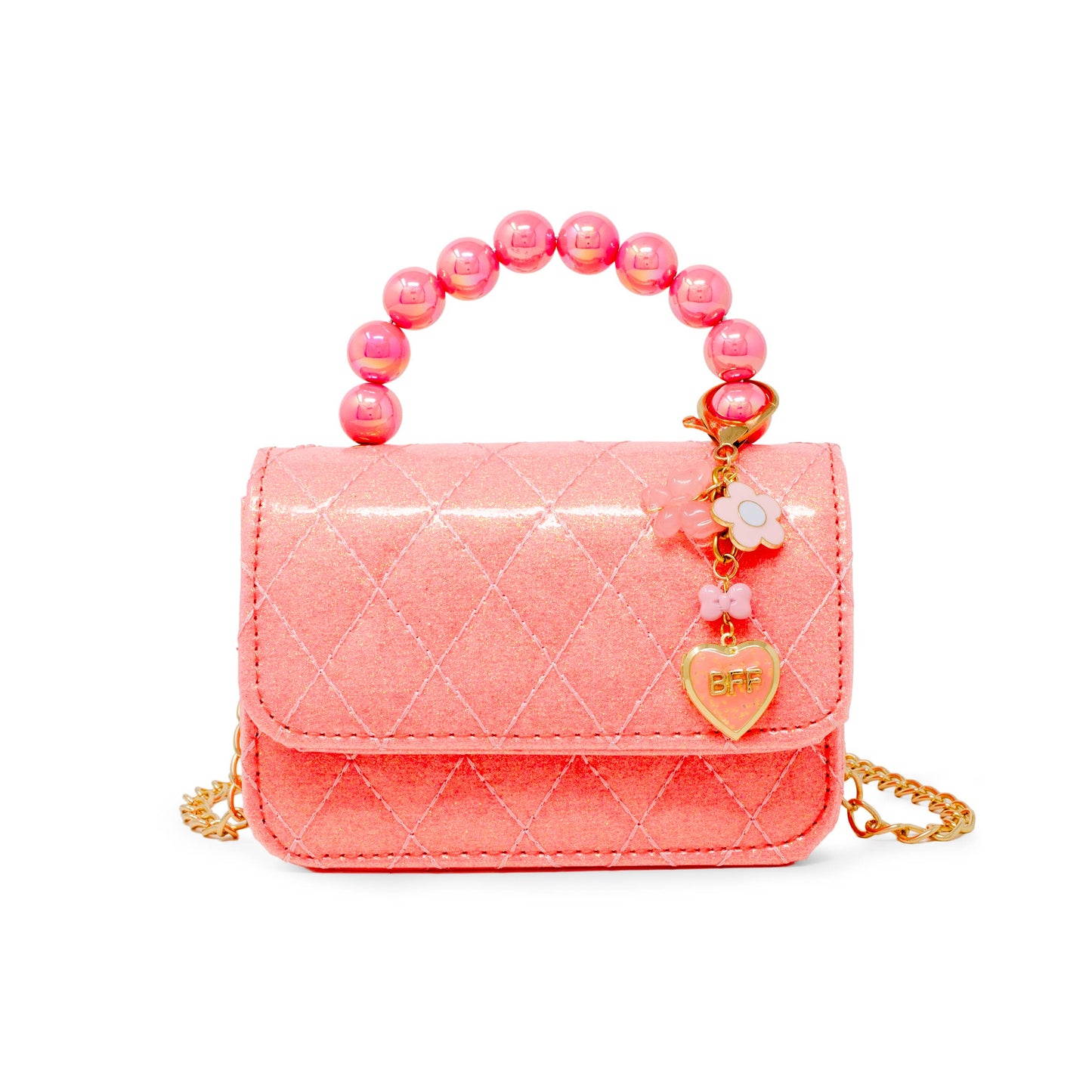 Quilted BFF Blossom Pearl Handle Handbag: Bubblegum