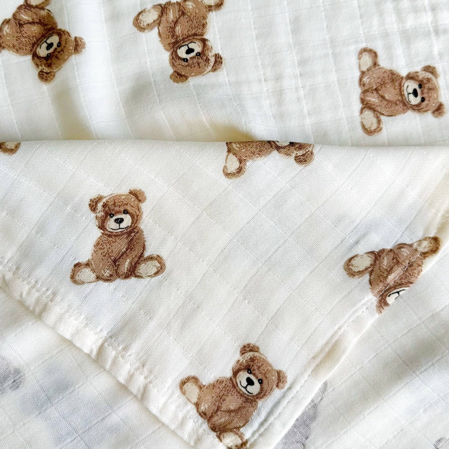 Muslin Swaddle Blanket - Teddy Bear