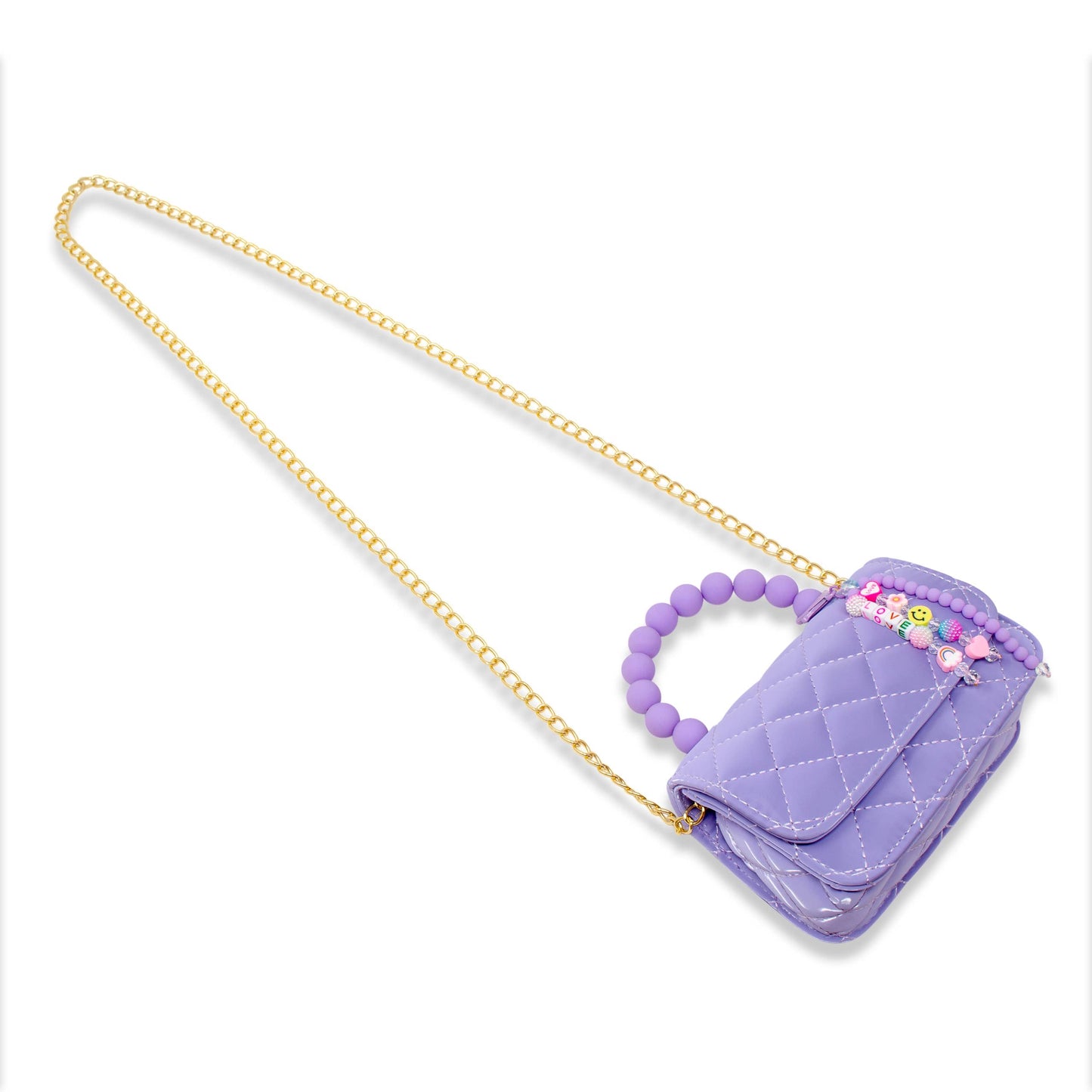 Pearl Handle Charm Handbag- Purple