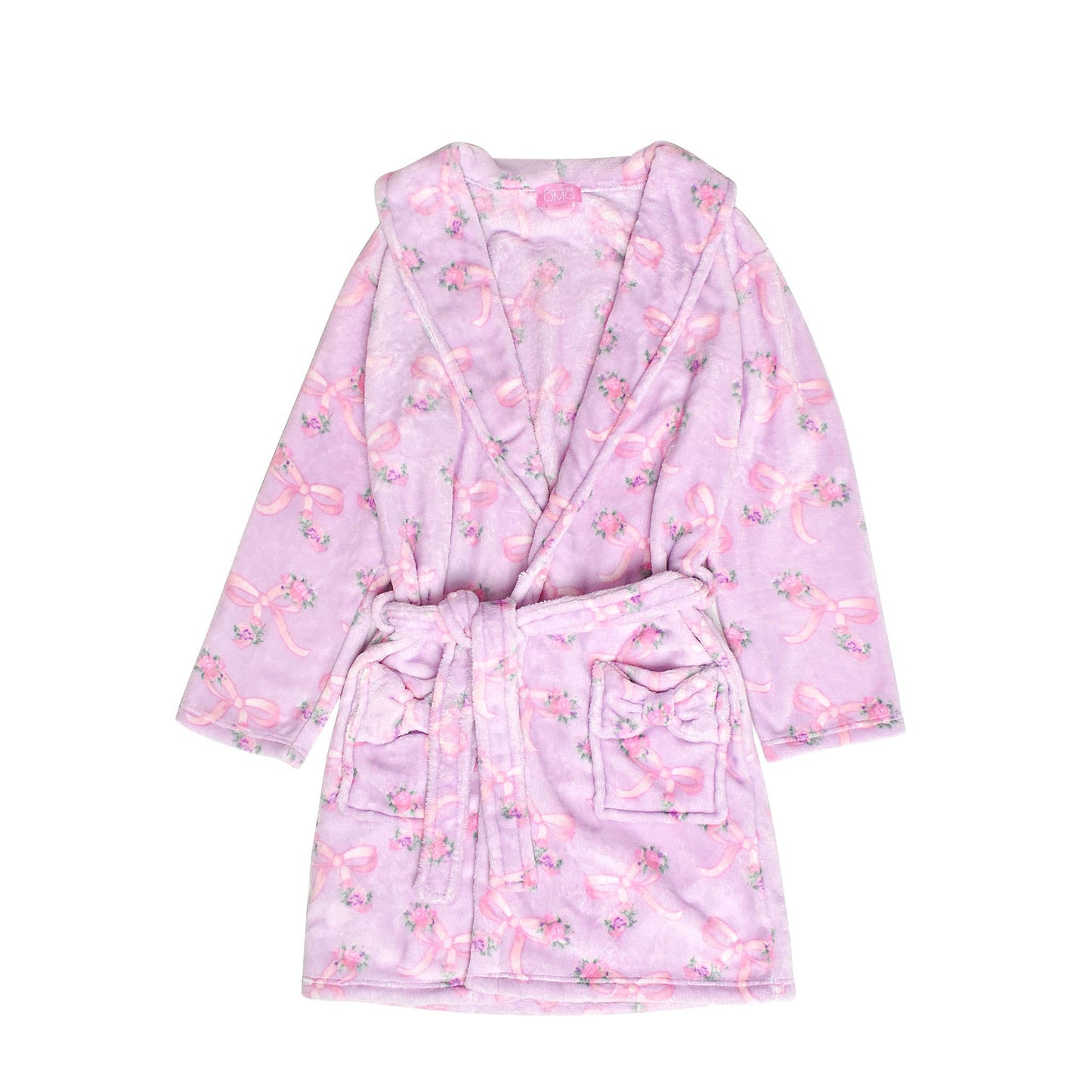 Bath Robe- Orchid Floral Bow Print (size 7/8)