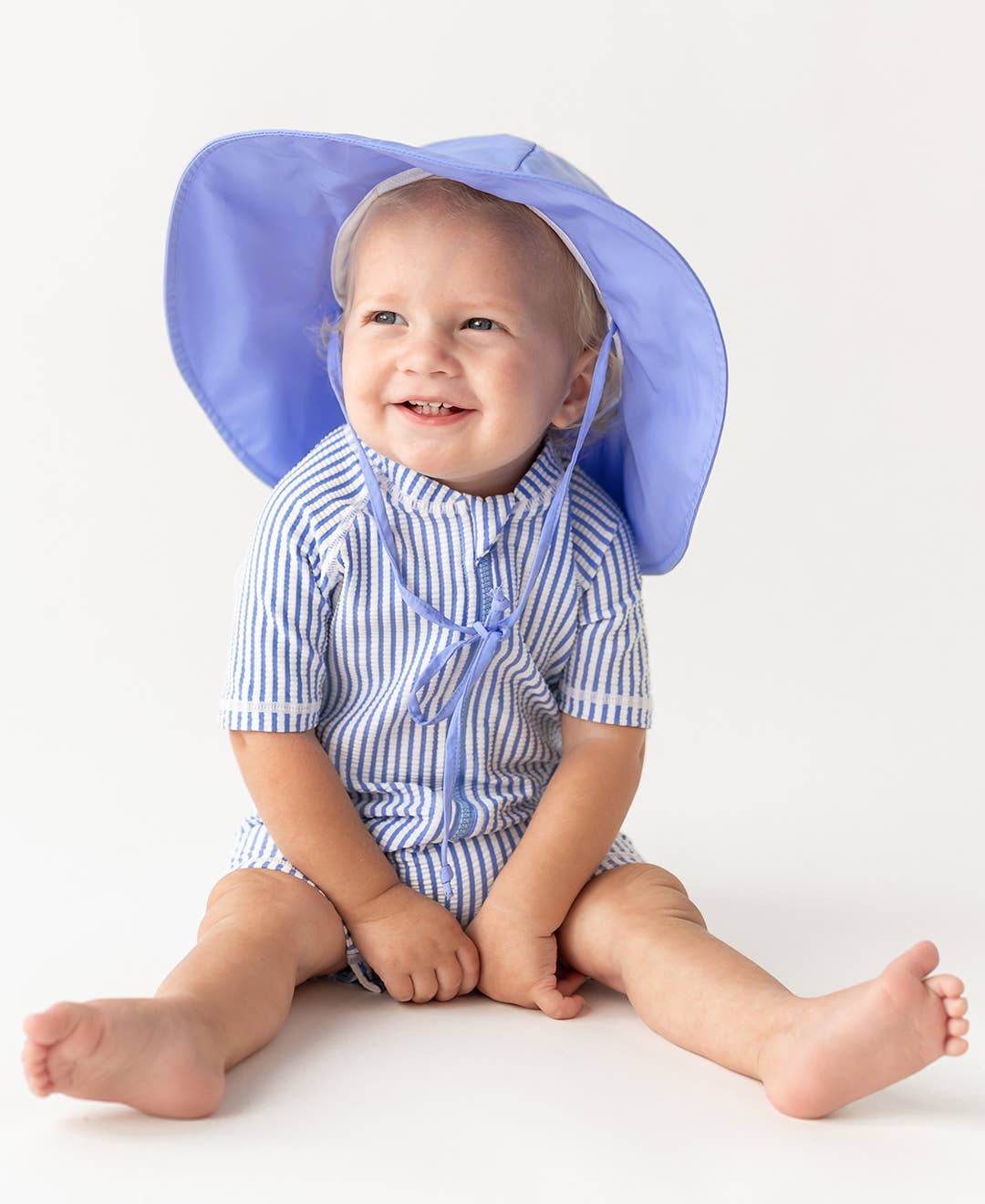 Periwinkle Blue Seersucker SS Rash Guard