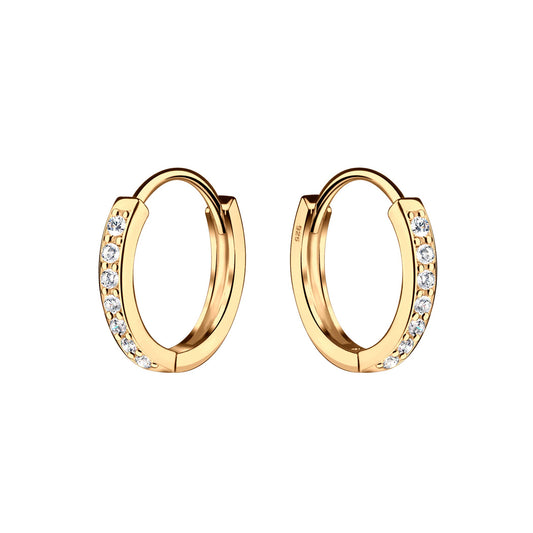 14K Gold-Plated Huggie CZ Hoop Earrings 10mm