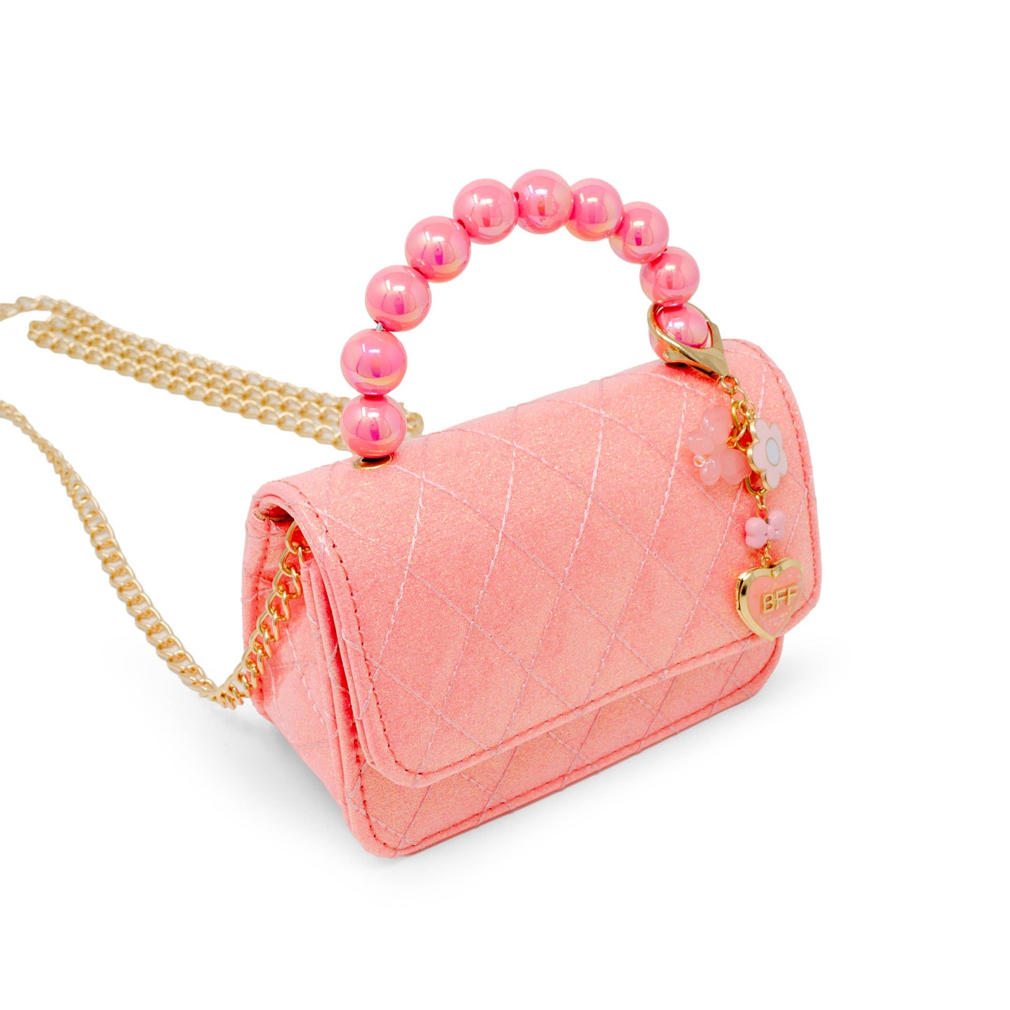 Quilted BFF Blossom Pearl Handle Handbag: Bubblegum