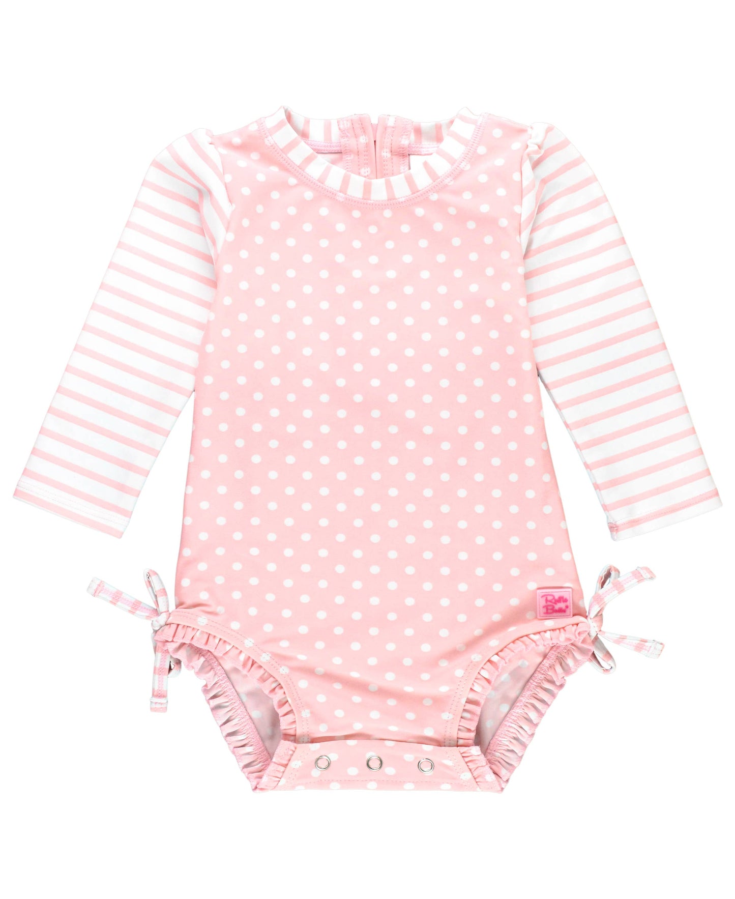 Pink Polka Dot LS One Piece Rash Guard Swim