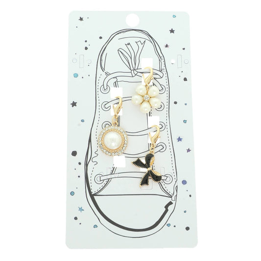 Shoe Charm Set- Rhstn, Pearl, Flower & Bow