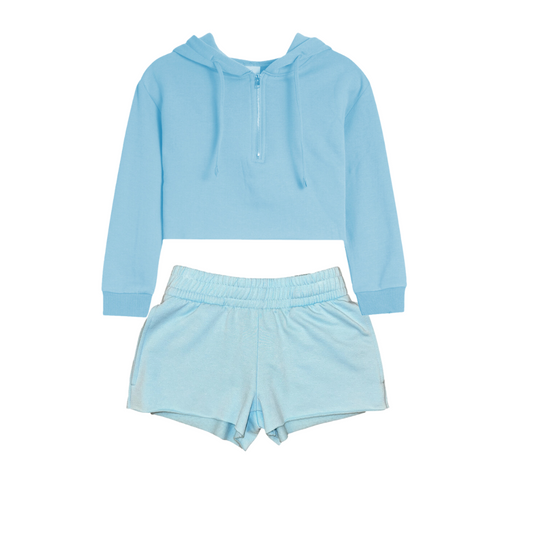 Cloud 3/4 Zip Hoodie - Cloud Blue