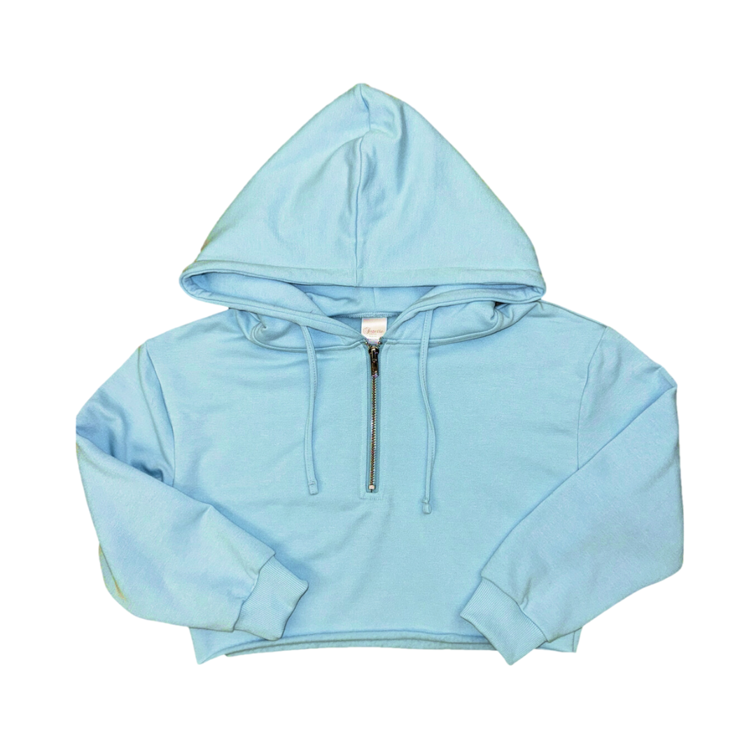 Cloud 3/4 Zip Hoodie - Cloud Blue