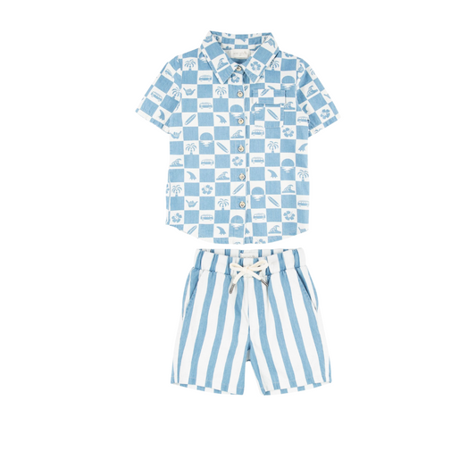 Baby Button Up/ Short Set - Point Break