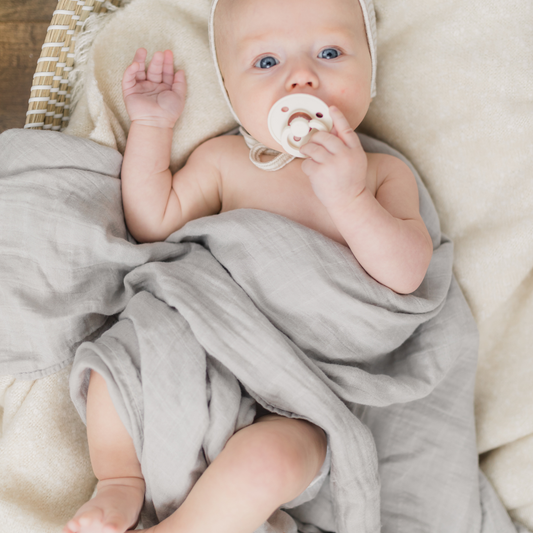 Muslin Swaddle Blanket - Lt Grey