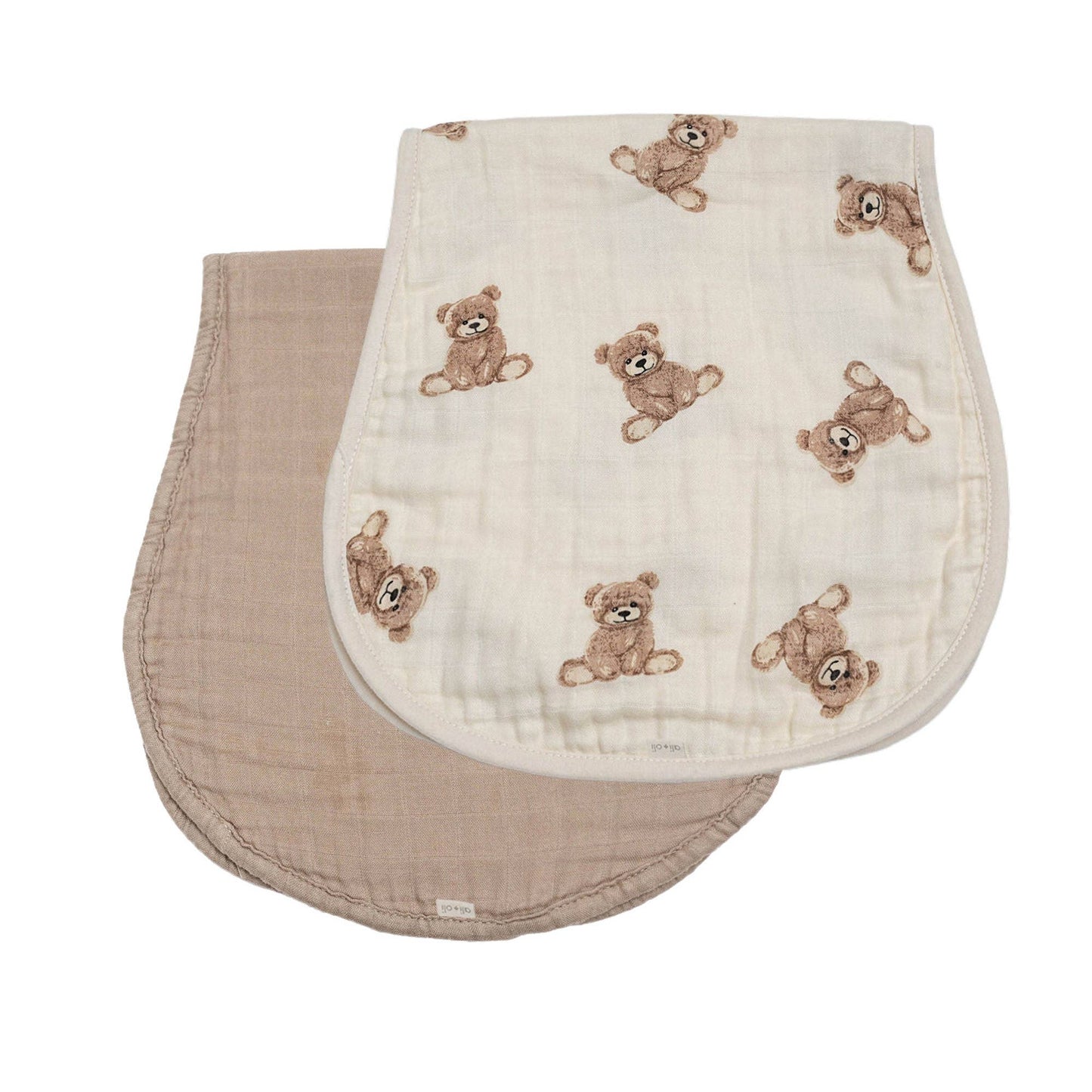 Bamboo Muslin Burp Cloth Set - Teddy/Taupe