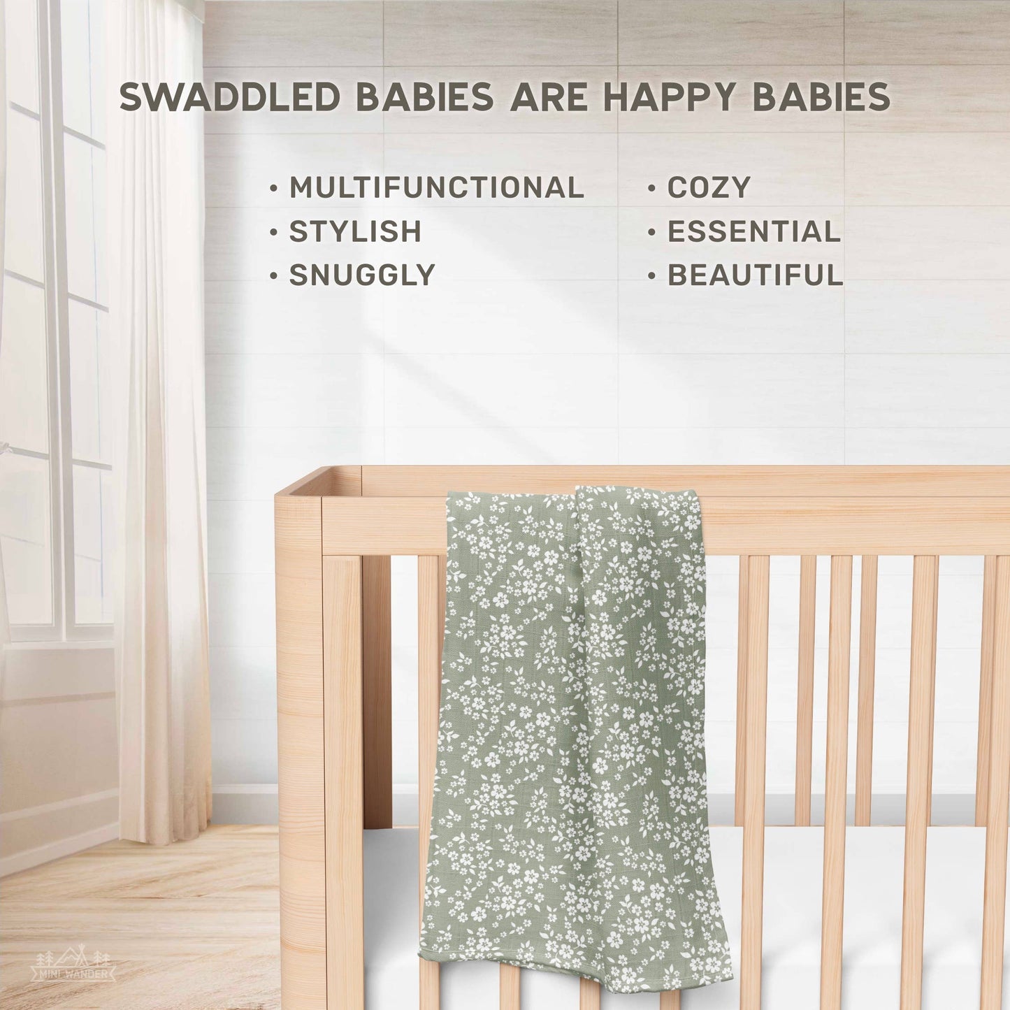 Muslin Swaddle – Whimsy Floral Mustard