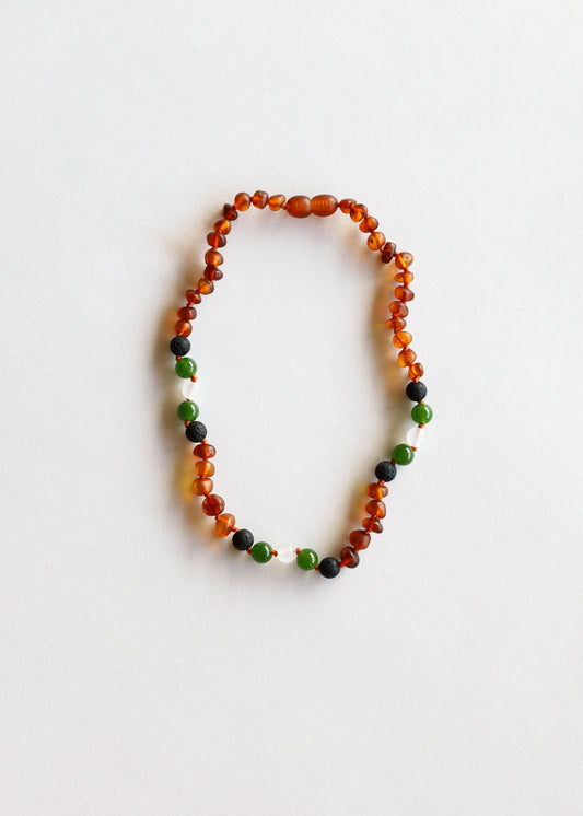 Raw Cognac Amber || Lava + Jade + Agate