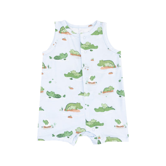 AD Shortie Romper - Blue Alligator