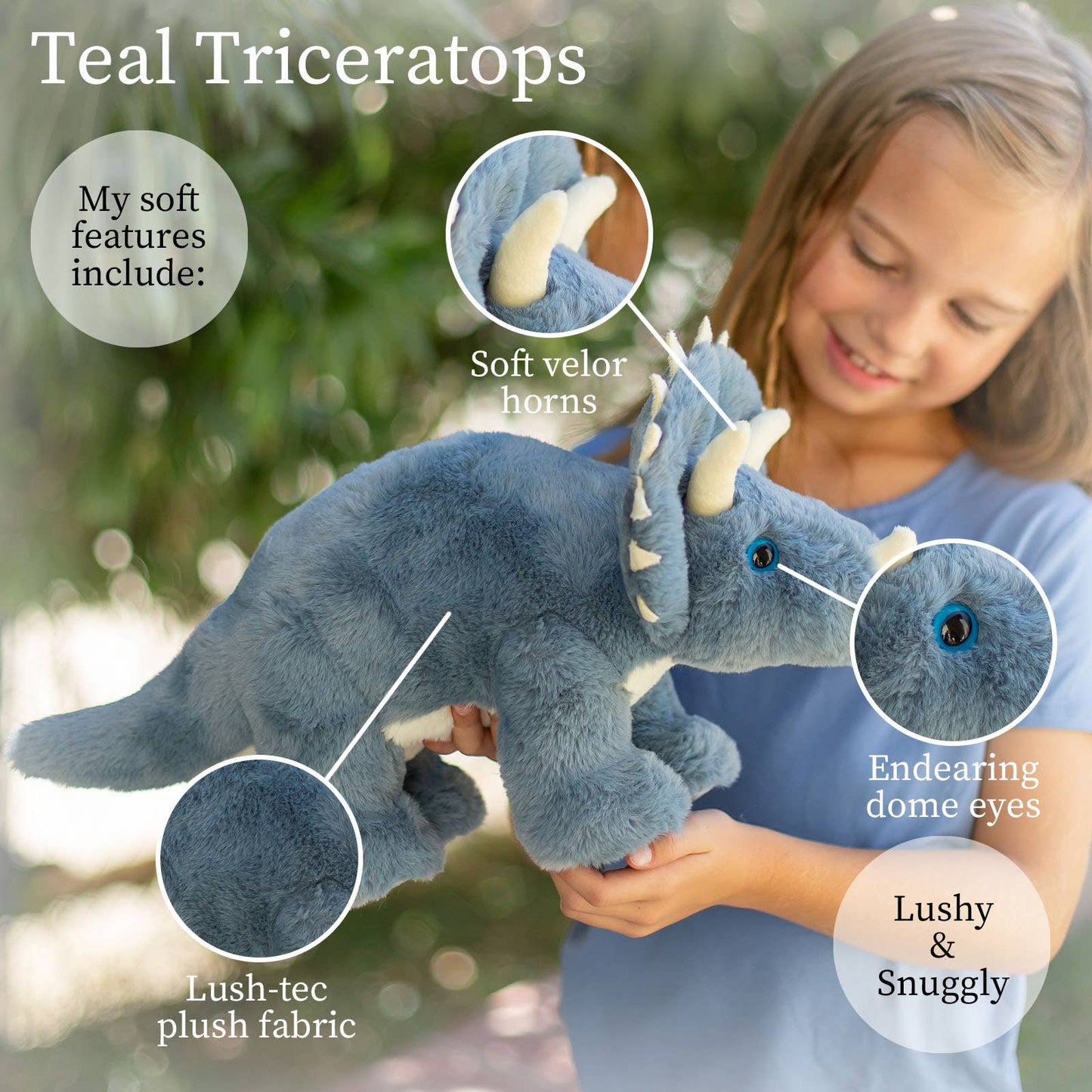 Large Lushees Teal Triceritops Plush