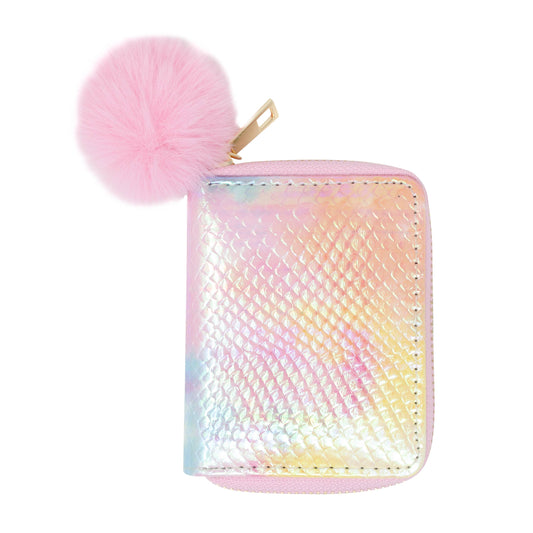Shiny Tie Dye Mermaid Scale Wallet- Pink