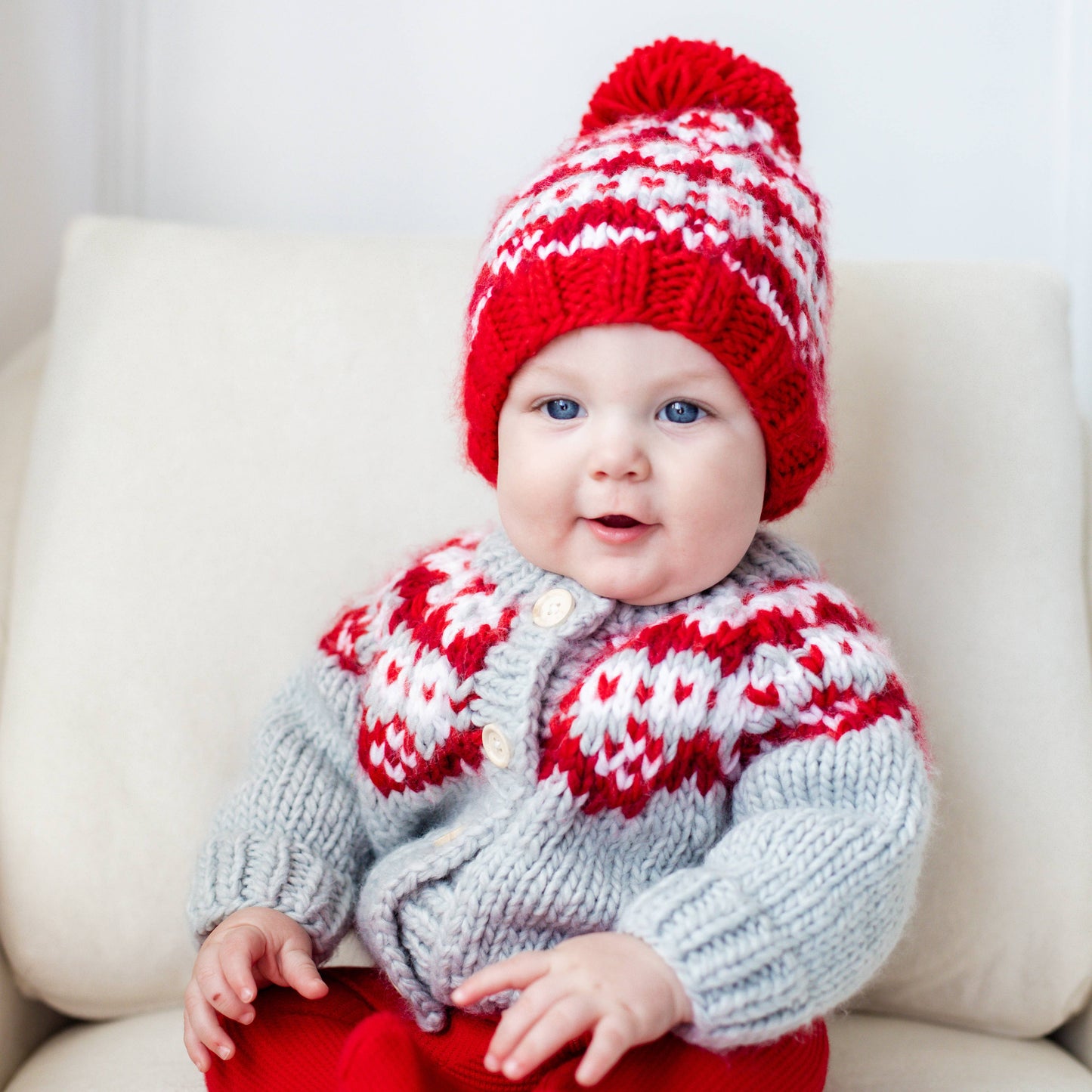 Fairisle Red Cardigan Sweater