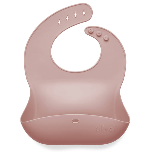 Silicone Baby Bib Roll Up - Blush