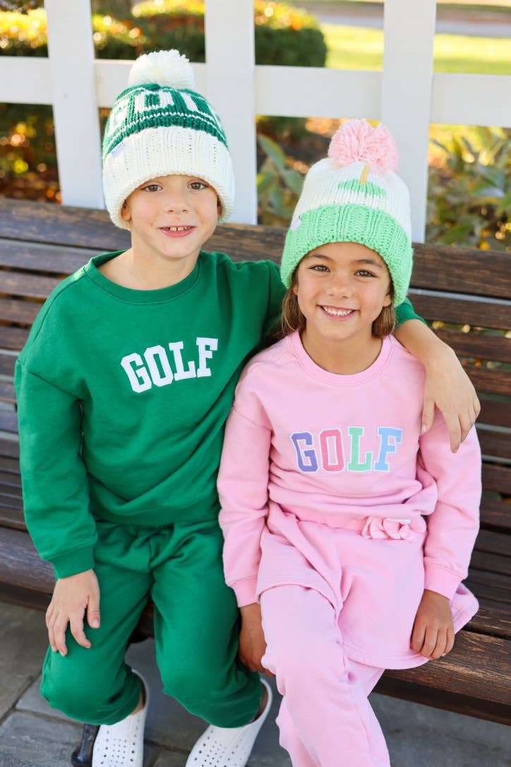 Golf Flag Bobble Hat- Pink