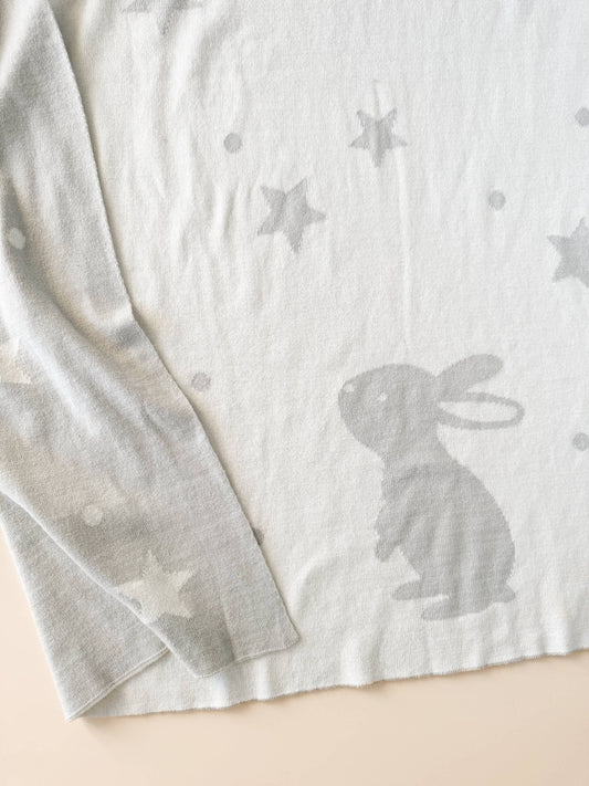 Star Moon Bunny Baby Blanket - Gray