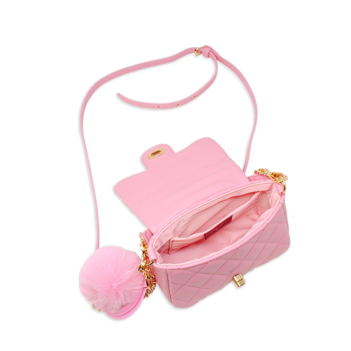 Puff Flap w/ Mirror Pom Pom- Pink