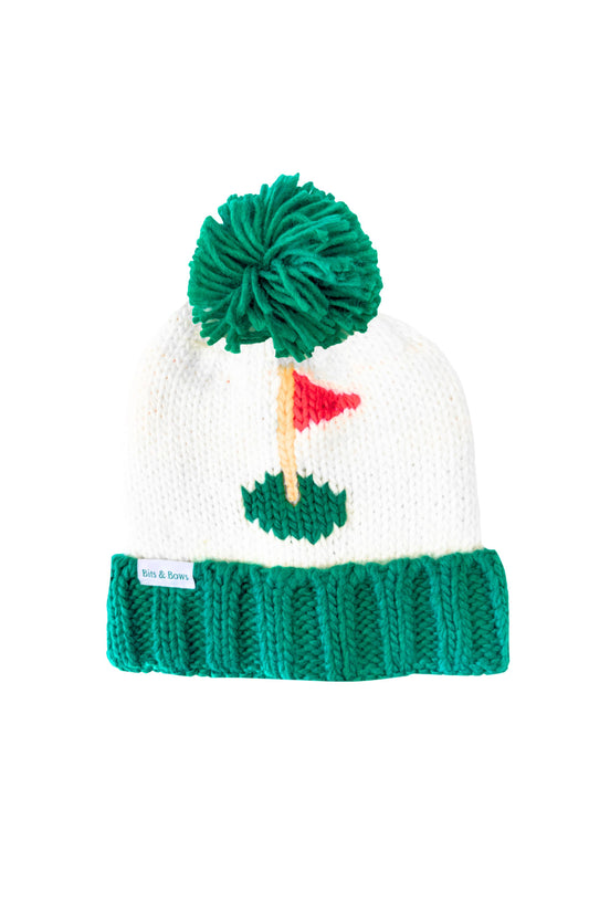 Golf Flag Bobble Hat- Green