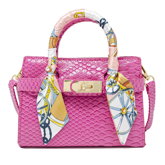 Crocodile Scarf Handbag - Hot Pink