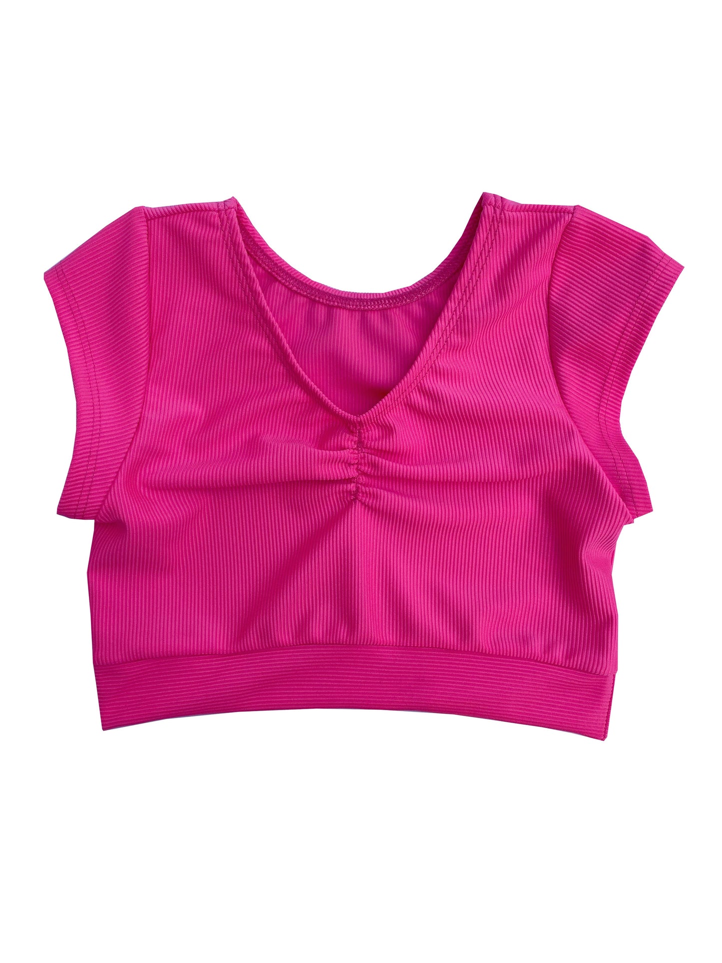 Pink Ribbed Athletic Crop