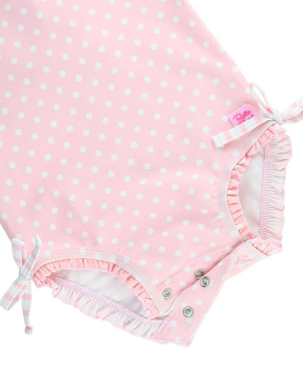 Pink Polka Dot LS One Piece Rash Guard Swim