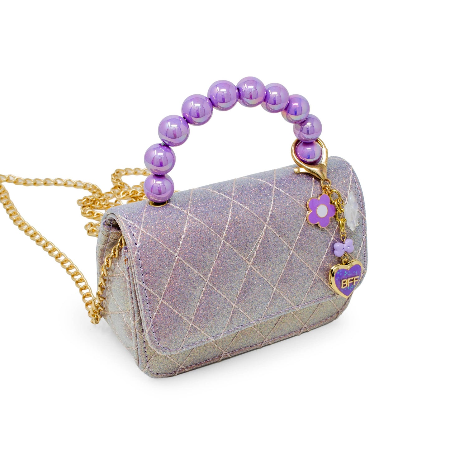 Quilted BFF Blossom Pearl Handle Handbag: Bubblegum