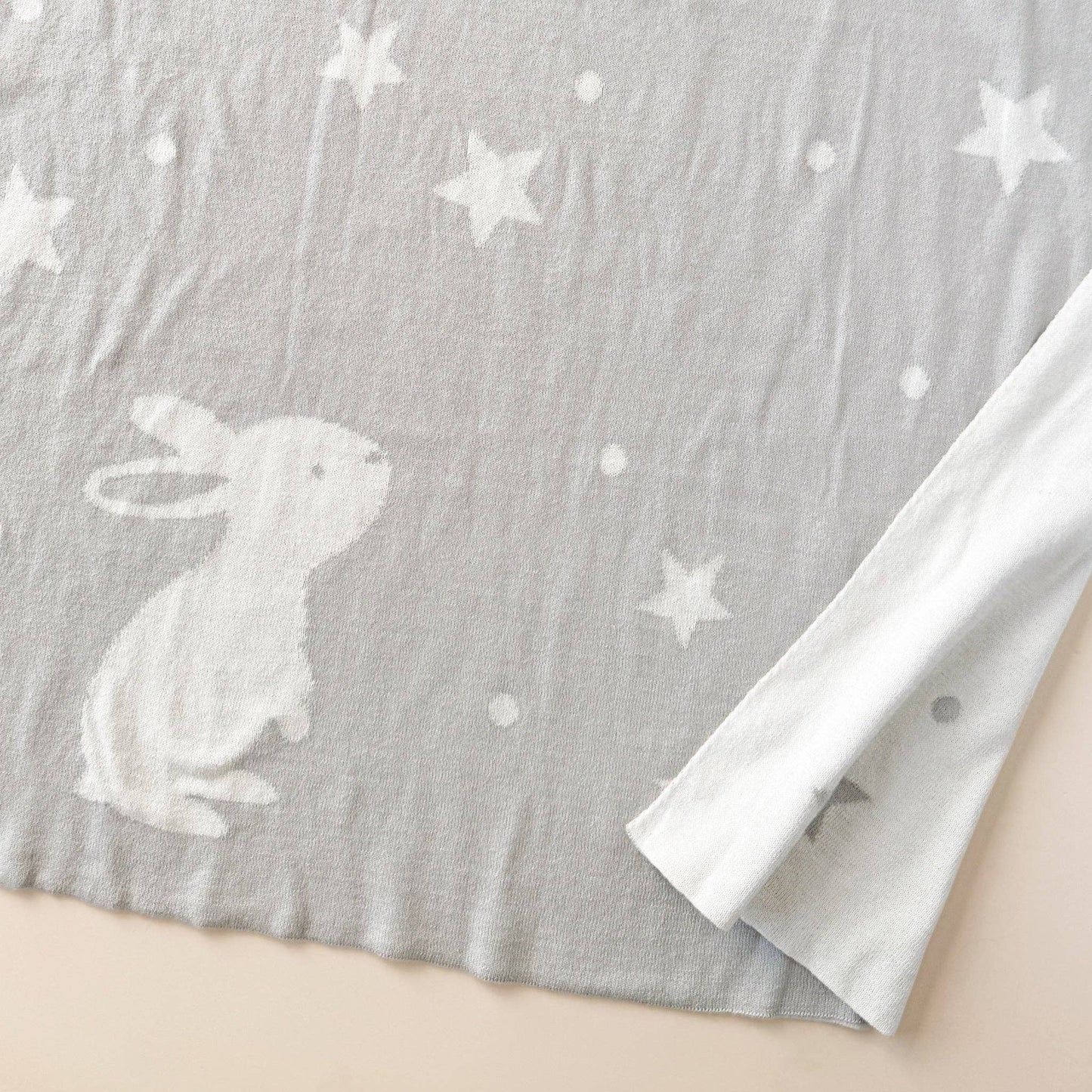 Star Moon Bunny Baby Blanket - Gray