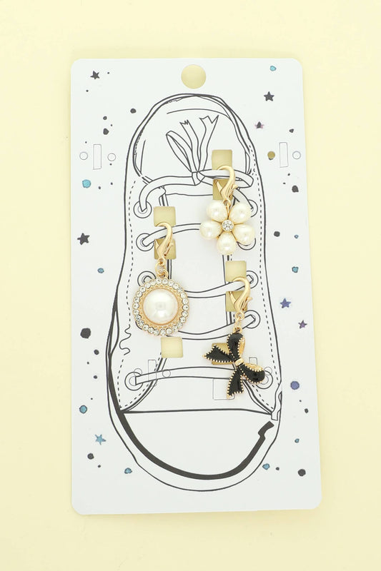 Shoe Charm Set- Rhstn, Pearl, Flower & Bow