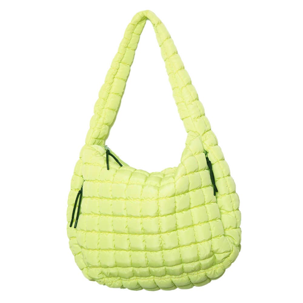 Puffer Tote Bag - Lime Yellow