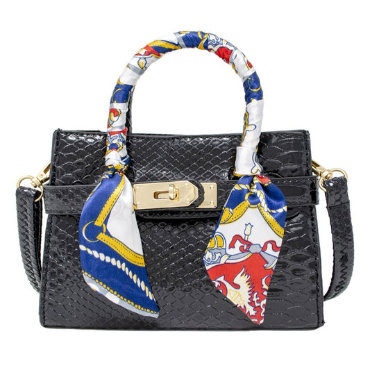 Crocodile Scarf Handbag: Black