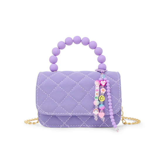 Pearl Handle Charm Handbag- Purple