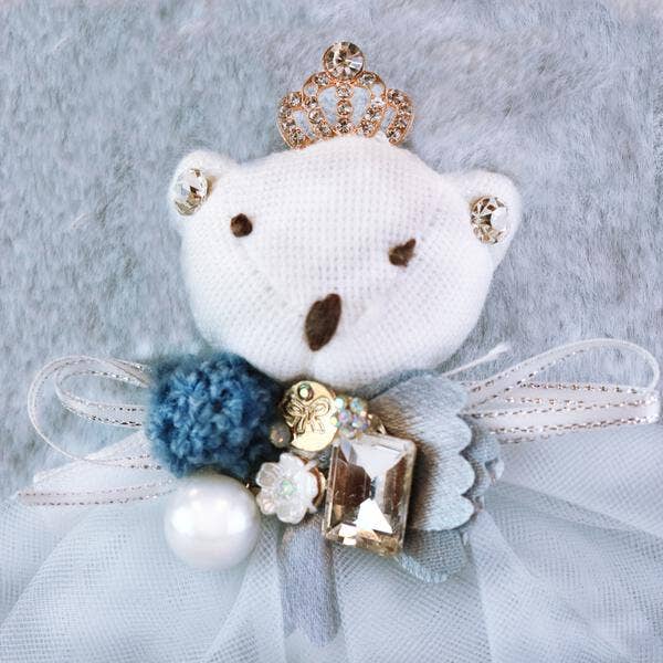 Blue Princess Bear Furry Purse - Big