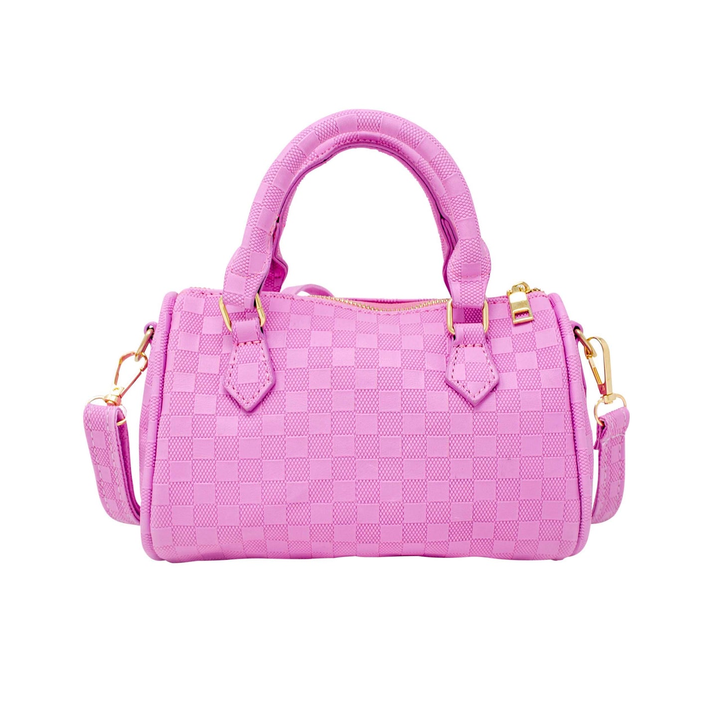 Checkered Duffle Handbag - Lavender