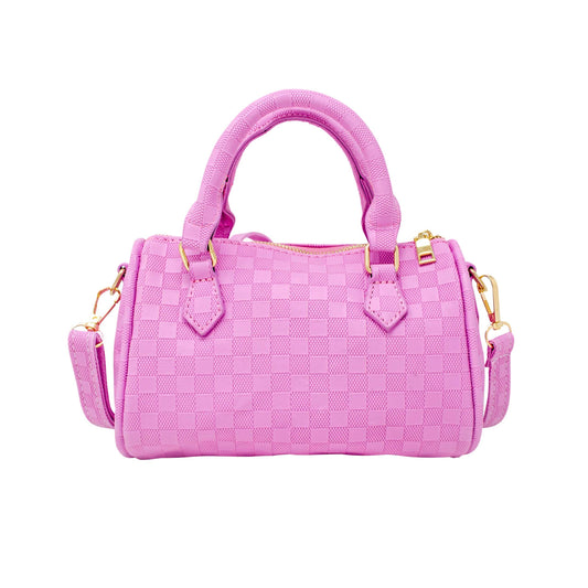 Checkered Duffle Handbag - Lavender