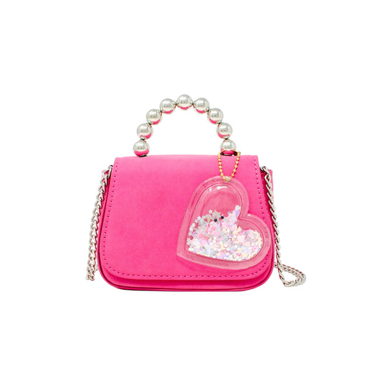 Pearl Handle Heart Bag - Hot Pink