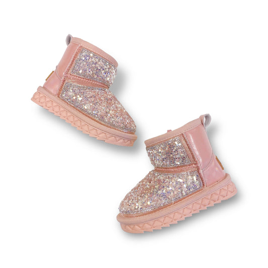 Mini Star Sequin Boots- Pink