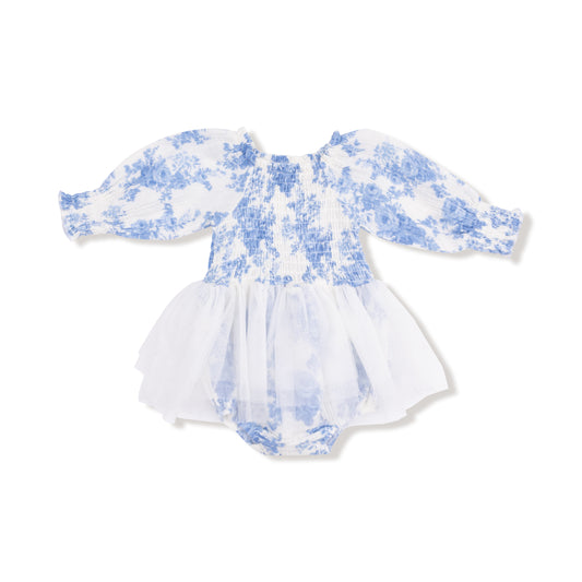 Smock Bubble w/Tutu- Dream Cottage Floral Blue