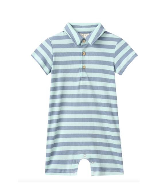 Drift Romper- Chambray/Blue Stripe
